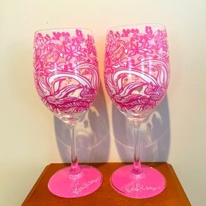 Set of lily pulitzer wine glasses